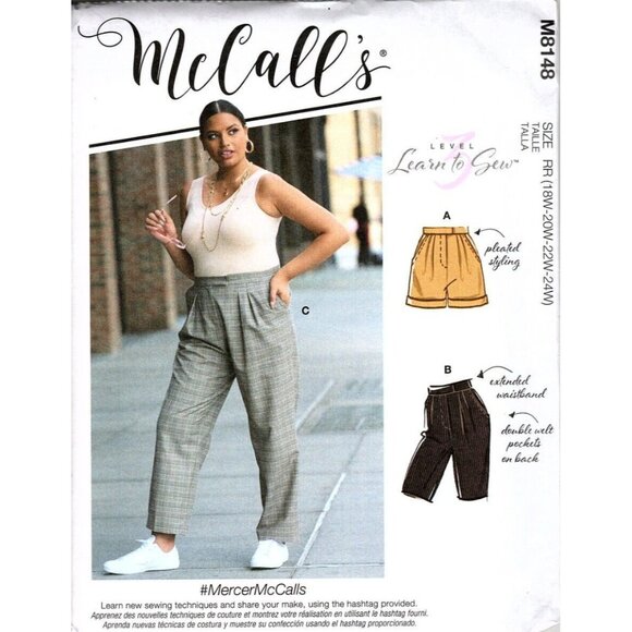McCall's Other - McCalls M8148 Misses 26 to 32 Learn to Sew Shorts and Pants Uncut Sewing Pattern